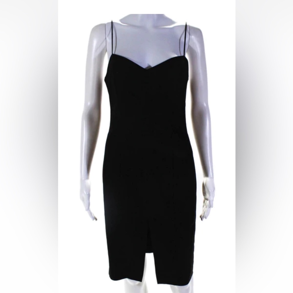 L’Agence Black back zipped darted front slit midi sleeveless dress size 2